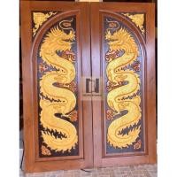 ราคา ประตูไม้สักคู่แกะลายมังกร (10128475670)