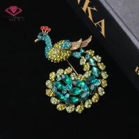 ราคา Hwetr ใหม่ เข็มกลัดแฟชั่น รูปนกยูง ประดับเพชรเทียม สีเขียวแวววาว (19783778721)