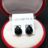 ราคา ต่างหูนิล ต่างหูเงินแท้ 925 ชุบทองคำขาว นิลแท้กาญจนบุรี (9736817929)