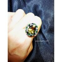 ราคา SMOKY QUARTZ TSAVORITE SKY BLUE TOPAZ ONYX LEMON QUARTZ WHITE TOPAZ RING (3530501770)
