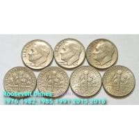 ราคา เหรียญ 1 Dimes 1976,1982,1985,1991,2015,2018 USA *(ชุด 7 เหรียญ)* (23203521861)