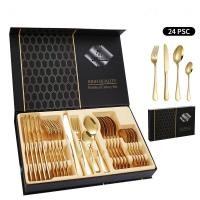 ราคา ชุดช้อนส้อมมีด 24 ชิ้น ช้อนชา6ช้อนกลาง6ส้อม6มีด6 สำหรับจัดโต๊ะอาหารครบชุด สามารถให้เป็นของขวัญ (22077776819)