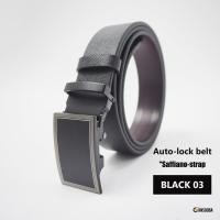 ราคา SALE‼️เข็มขัดหนังแท้ autolock belt หนังซาฟเฟียโน BLACK03〰️Saffiano strap เข็มขัดผู้ชาย (15226084185)