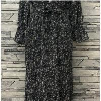 ราคา ชุดเดรสยาว แฟชั่น ผ้าไหมอิตาลีลายดอก สีดำ (7583278409)