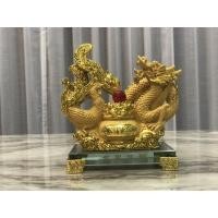 ราคา หงส์ มังกร หงส์มังกร เรซิ่นพ่นทรายทอง ฐานแก้ว สูง 6นิ้ว มังกรมงคล ของที่ระลึก (5678824487)