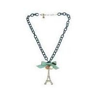 ราคา Achute สร้อยคอแฟชั่น รูปหอไอไฟล สายโซ่ ประดับโบว์ - สีฟ้า (12513118979)