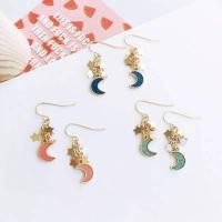 ราคา Korea Cute Green Blue Crescent Moon Gold Star Earrings ต่างหู ตุ้มหู รูป พระจันทร์ เสี้ยว สีเขียว น้ำเงิน ดาว ทอง น่ารัก (1630381657)
