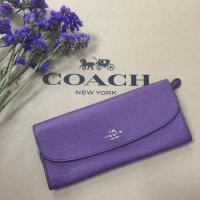ราคา ของแท้!! พร้อมส่ง!! Coach Wallet ใบยาว 2 พับ สีม่วง (1018220137)