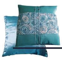 ราคา A55- Thai Silk Pillow Covers ปลอกหมอนอิง ไหมไทยลายดอกกุหลาบ 16×16 นิ้ว 1 คู่ สีฟ้า (11844682256)