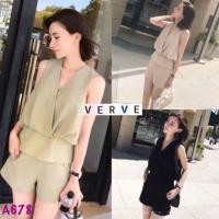 ราคา SALE! ชุดเซทผู้หญิง เสื้อแขนกุด + กางเกงผ้าฮานาโกะ (เซต2ชิ้น) (349620611)