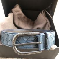 ราคา เข็มขัด Bottega Veneta belt สีน้ำเงิน size 3 cm. ใส่ 1 ครั้งแล้วเก็บ ของแท้100% สายหนังยาว 94 cm. รวมหัวเข็มขัด 99 cm. (5803612449)