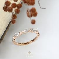 ราคา Gems heritage : แหวนแถวเพชรครึ่งวง เพชรประกบทรง Oval เพชรแท้น้ำ 97(RPG389) (13754893335)