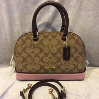 ราคา กระเป๋า Coach New‼️ของแท้% ทรงโดม มินิ ลายC ชมพูอ่อน/อะไหล่ทอง (938037838)