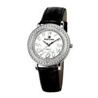ราคา Royal Crown นาฬิกาข้อมือผู้หญิง สายหนังแท้ ประดับเพชร cz อย่างดี รุ่น 3632M (Black) (1184119149)