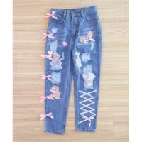 ราคา กางเกงยีนส์ขายาวแต่งน่ารัก งานป้าย แบรนด์ Macaron (1614196676)