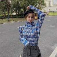 ราคา พร้อมส่งตัวสุดท้าย เสื้อคอเต่าผ้าอัดพลีทลายดอก เสื้อแขนยาว ผ้าบางใส่สบาย (7556685840)