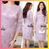 ราคา M - 4XL เดรสสาวอวบ ชุดออกงาน ผ้าลูกไม้ แขนส่วน dress แซก งานป้าย เดรสผู้หญิง สีชมพู สไตล์เกาหลี คลุมเข่า ผู้ใหญ่ ถูก สวย (4014619566)