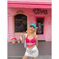 ราคา เสื้อTop ผูกคอ ผูกเชือกหลัง มัดเอว สีชมพูบาร์บี้ (12494275021)