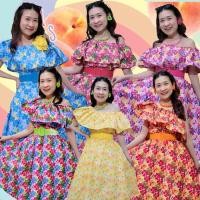 ราคา ชุดเดรสทองกวาว ชุดวนิดา รุ่นดอกชบา เปิดไหล่ Freesize พร้อมเข็มขัด (24702803807)