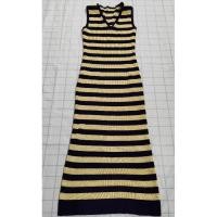 ราคา เดรสไหมพรมแขนกุด คอวี เดรสยาวลายริ้ว เดรสไหมพรมลายริ้ว ผ้าหนา เข้ารูปทรงสวย มีวิ้งๆสีทอง (7086512508)