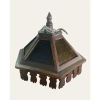 ราคา โคมไฟแขวนไม้สัก โคมไฟไม้สัก โคมไฟหกเหลี่ยมแขวน (20700405895)