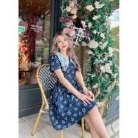 ราคา (L) พร้อมส่งชุดเดรสยีนส์ลายดอกแต่งปกคอลูกไม้สีขาว งานป้าย Love lady แท้ มือ1 ป้ายห้อย (28650397570)