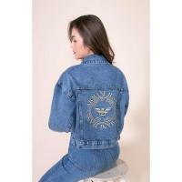 ราคา แจ็คเก็ตยีนส์แขนยาวทรงครอปปักลายหลัง งานฟรีไซส์รอกอกได้ถึง42นิ้ว/เสื้อยาว18นิ้ว/รอบแขน18นิ้ว/9509# (5657088774)