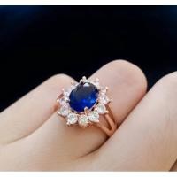 ราคา แหวนพลอยสีน้ำเงินเพชรล้อม (24031687742)