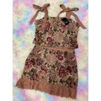 ราคา งานเซ็ตป้าย Lady sunshine กระโปรง เสื้อสายเดี่ยวผูกโบว์ งานผ้าทอ❤️️ (22442347360)