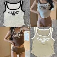 ราคา เสื้อกั๊กขนาดเล็ก เสื้อครอปวินเทจ เสื้อกล้ามครอปวินเทจ เเฟชั่นสไตล์เรียบง่าย (22143612451)