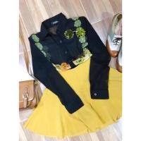 ราคา เสื้อผ้ามือสองเสื้อเชิ้ตผ้าชีฟอง สีดำ ลายกราฟิกกระโปรงสั้น สีมาสตาร์ท ผ้านิ่ม มีซับในกางเกง (2129107942)