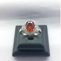 ราคา แหวนโกเมน แหวนเงินแท้ 925 ล้อมเพชรสวิส ตัวเรือนชุบทองคำขาว (7720645703)