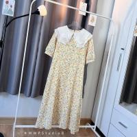 ราคา เดรสผ้าชีฟองเนื้อดีพิมพ์ลายดอกไม้โทนสีเหลือง ปกผ้าแก้ว (23636289755)