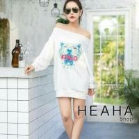 ราคา #2077❥❥เดรสปาดไหล่ปักKENZO (708048896)