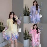 ราคา เดรส สั้น ผ้าชีฟอง อัดพลีท พิมพ์ลาย มีซับใน สีหวานละมุน ใส่สวย น่ารัก (20682671391)
