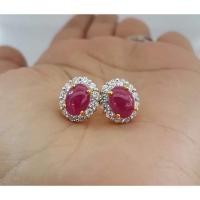 ราคา ต่างหูทับทิมล้อมเพชรแท้ (7197171802)