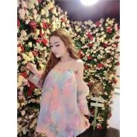 ราคา #ราคาปลีก320 ✨✨✨มินิเดรสเกาะอกต่อแขนสีคัลเลอร์ฟูล (1164441961)