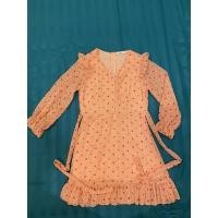 ราคา เดรสลายหัวใจระบาย สีชมพูอมส้ม (8050815045)