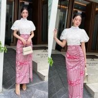 ราคา ️ABIGAIL Set เสื้อลูกไม้แขนสั้นทรงจั้มปลาย มาพร้อมผ้าถุงสำเร็จ ชุดไทย ชุดผ้าไทย ทำบุญ ตักบาตร (27153638975)