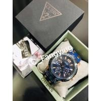 ราคา ❤️พร้อมส่ง✨Guess W0366G4 Rose-gold Navy Blue Silicon Men Watch แท้% (21541289731)