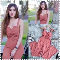 ราคา จั้มสูทขายาวสีพื้น สายเดี่ยวช่วงอกเสริมฟองน้ำดูมๆ เนื้อผ้าวูลเวฟยืดได้นิดหน่อย (15980076774)