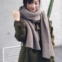 ราคา ผ้าพันคอไหมพรม(สีเทา) (942095802)