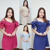 ราคา A64 เดรสสาวอวบ ผ้าฝ้ายไม่ยืด มีซับทั้งตัว แต่งมุ้งแขนระบายชั้นๆ (6780170993)