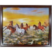 ราคา ✨รูปภาพมงคล✨ ม้า8ตัว ม้ามงคล ม้า8ตัวเสริมฮวงจุ้ยพร้อมกรอบสีโอ๊คขนาดรวมกรอบ17x22นิ้ว (12522875821)