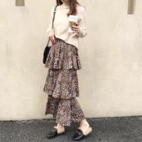 ราคา กระโปรงอัดพลีทลายเสือดาว ระบาย 3 ชั้น (1691869163)