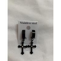 ราคา ต่างหูสแตนเลส สีดำไม้กางเขน สไตล์เกาหลี (12312155369)