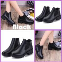 ราคา 900Shopรองเท้าบูทสีดำล้วน ส้นหนาทรงข้อสั้น (14157609664)