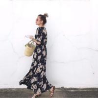 ราคา maxidress คอวีป้ายหน้า (507209095)