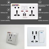 ราคา ชุดเต้ารับพร้อม USB ปลั๊กไฟสวิตช์ซีอกเก็ตติดผนังพร้อมหัวปลั๊ก 2.1A5V,1A5V ใชได้ทั่วไปต่อไฟเข้า110v-220v (9646955114)