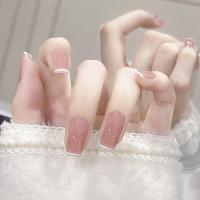 ราคา YKHMYB 24 pieces per box of fake nails French white wearing nail jelly color nail patch detachable nail art delivery contusion strip (17193503553)